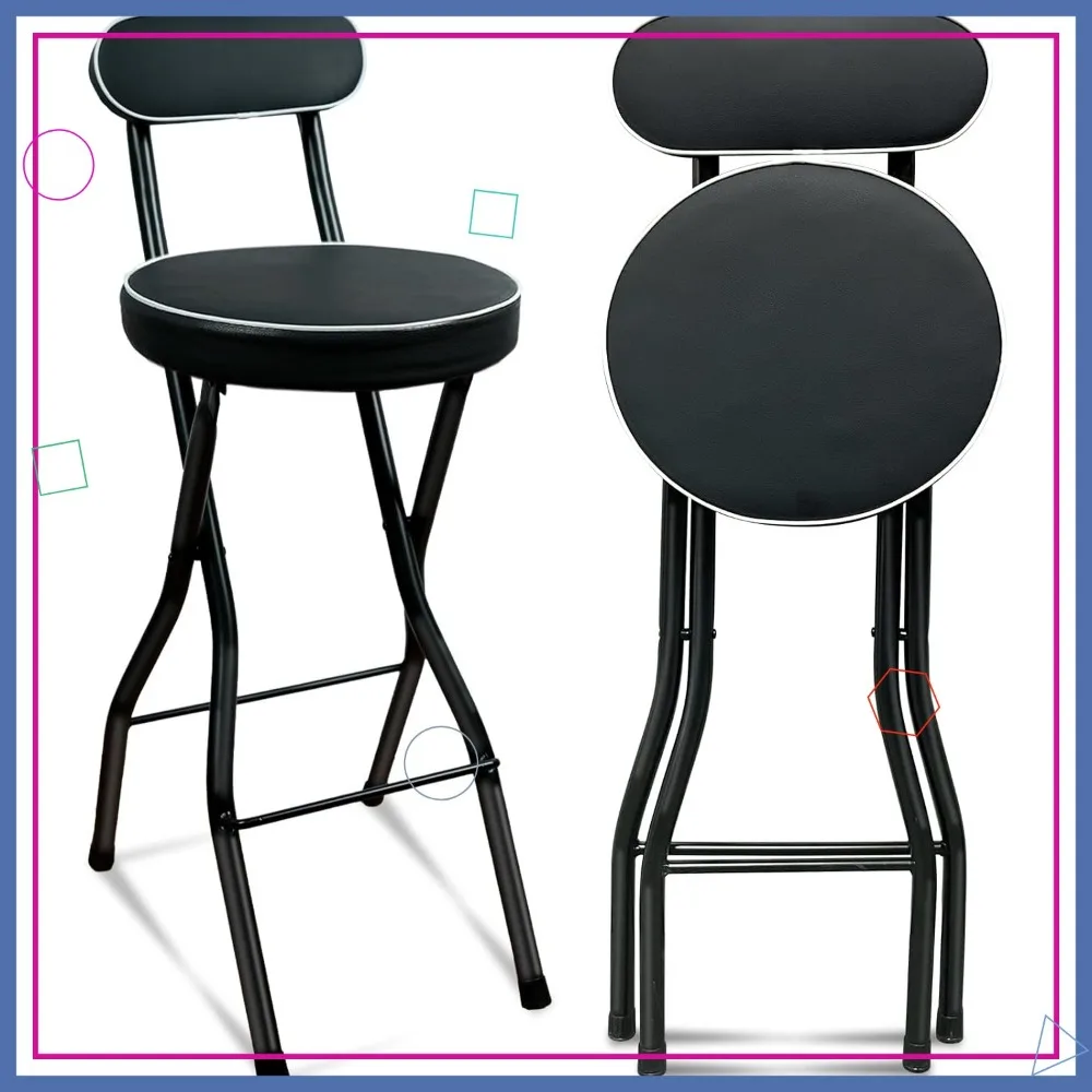 เก้าอี้บาร์พับได้พร้อมพนักพิง เบาะนั่งบุนวมสำหรับใช้กับเคาน์เตอร์ครัวและเคาน์เตอร์บาร์