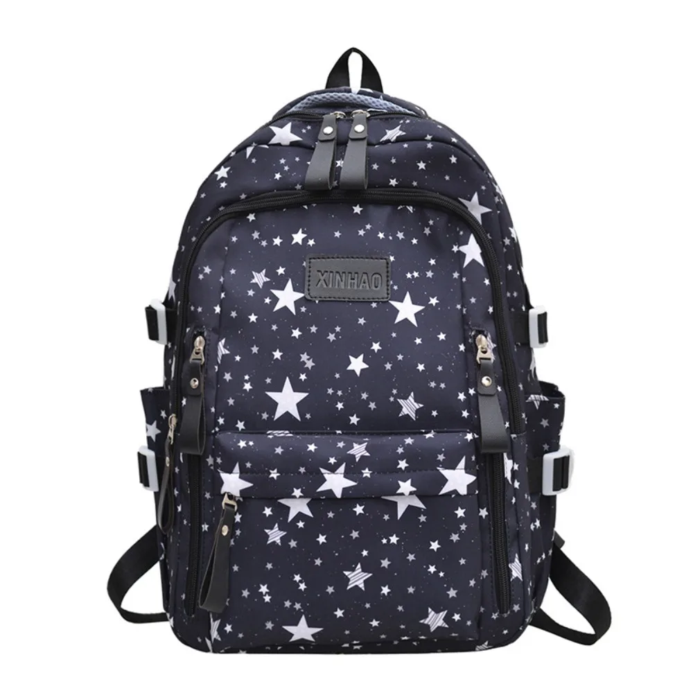 Print Star Backpack Large Capacity College Style Nylon Backpack Cloth Korean Style Students School Bag