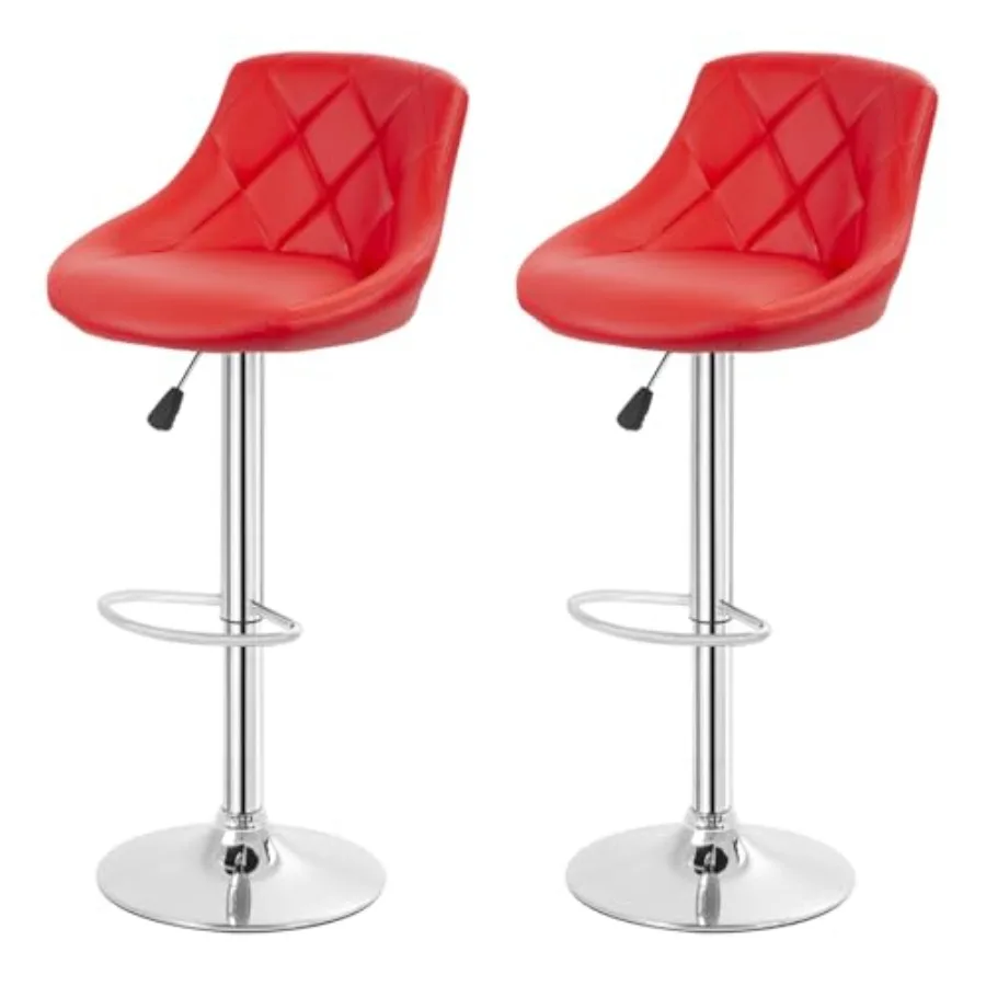 

Bar Stools Set of 2 Bar Stools Swivel Stool Height Adjustable Bar Chairs with Back PU Leather Swivel Bar Stool Kitchen Counter