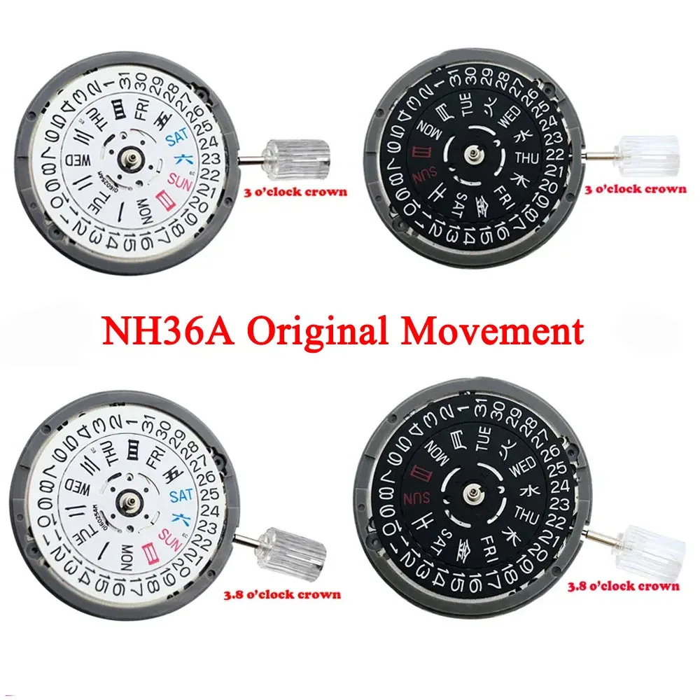 NH36A Mechanical Movement for Men Watch Mod Replacement Parts Date Week Calendar Black White Datewheel Repair Tool