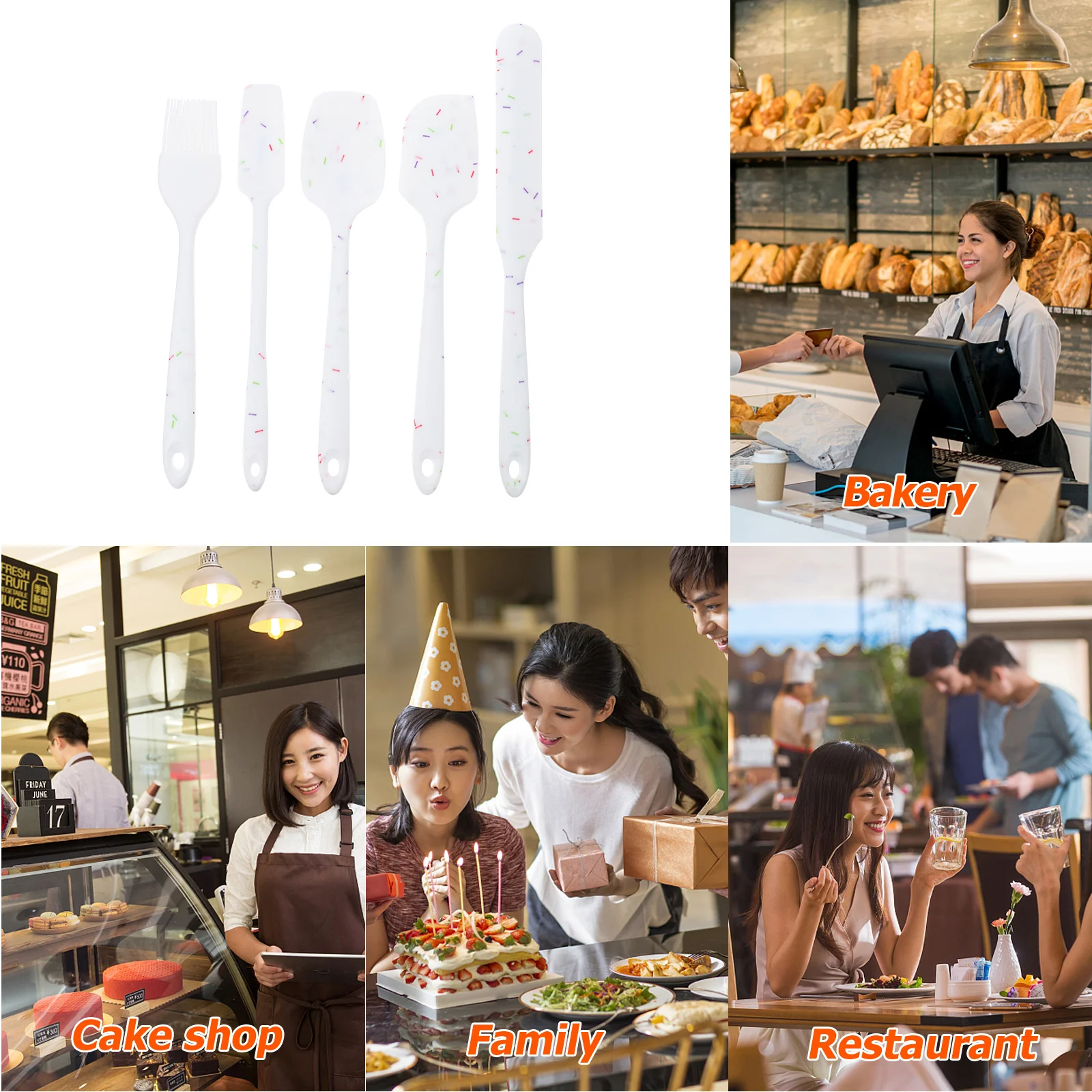 

5pcs Silicone Kitchen Utensils Set Non-Stick Heat Resistant Spatula Scraper For Baking Cooking Pastry Tools Silicone Spatula Set