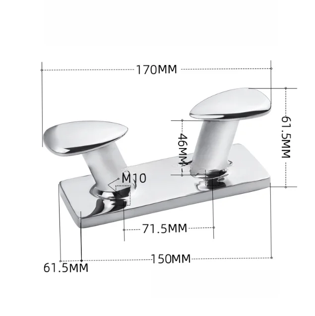 Mooring Bollard 316 Stainless Steel 6inch/155mm Marine Hardware Bench Cable Stake Mooring Pillar 6-inch Bench Cable Pile