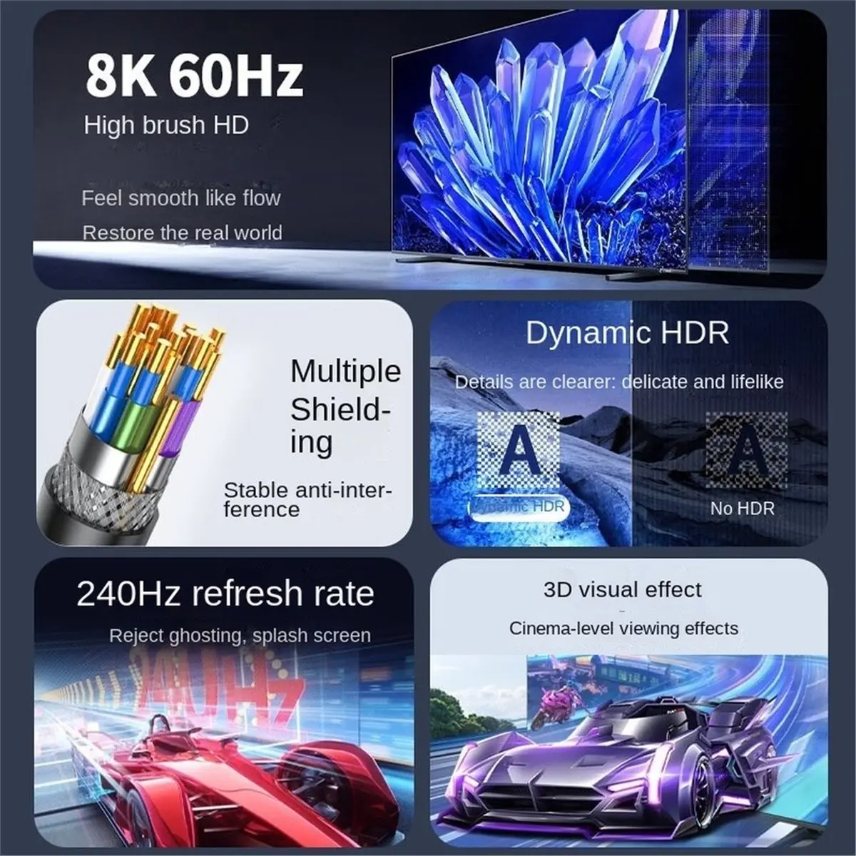 USB-C to DisplayPort 1.4 Cable 8K@60Hz 4K@240Hz Type-C to DP One-Way Transmission Audio Cable for Offices Laptops 1m