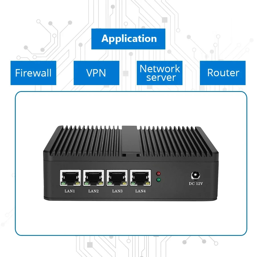 Fanless Industrial Mini PC Inter Celeron J1900 4xi225V NIC with 1xHDMI 1xVGA 2xUSB Support Windows10 LINUX Pfsense Computer