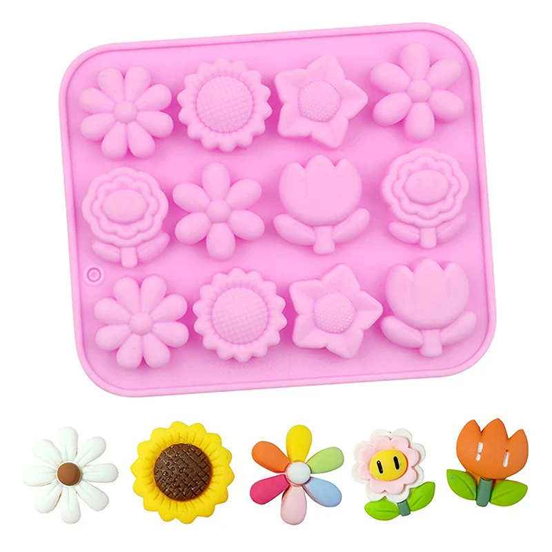 Cake Mousse Mold Rose Flower Chrysanthemum Silicone Baking Pan Ice Cube Tray Chocolate Candy Jelly Ice Cube Muffin Handmade Soap