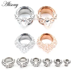 Alisouy 2PC Latest Stainless Steel Ear Piercing Plugs Tunnels Stretchers Expanders Fashion Body Jewelry Earrings Gauges 6mm-16mm