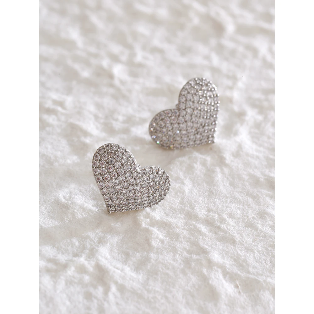 Mchic رائعة مايكرو مطعمة الزركون القلب وأقراط S925 الفضة آخر النحاس الحلو مجوهرات الأزياء للنساء بالجملة #5