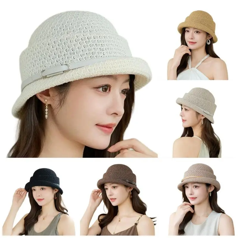 Sommer-Damenhut mit Aufrollbarer Krempe, Modischer Französischer Stil, Eleganter Kleiner Hut, Atmungsaktiver Sonnenschutz-Bucket-Hat