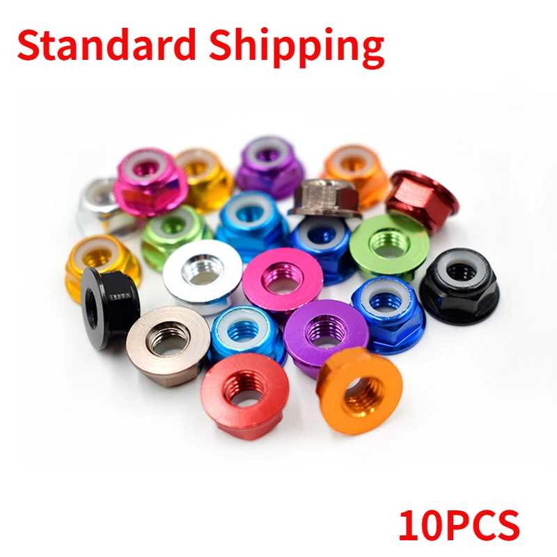 10PCS M4 Aluminum Lock Nuts Nylon Nut Alloy Flat Cone Cup Head Screw Gasket Self-Tightening for RC Car Drone DIY Parts