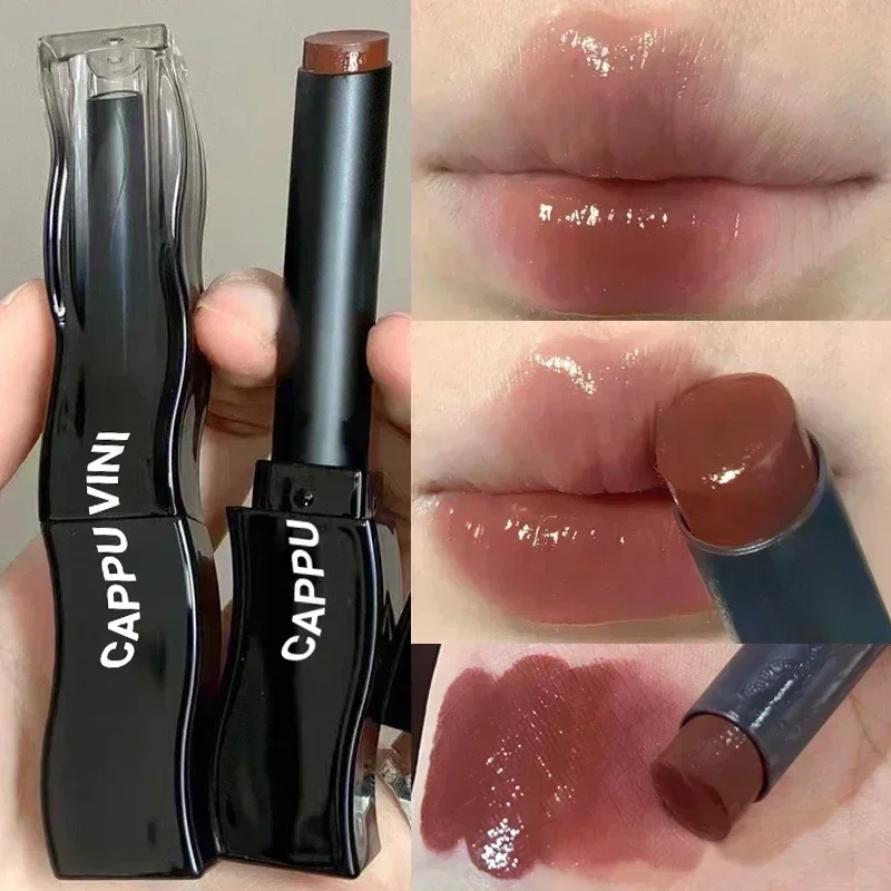 Espelho de água batom duradouro copos antiaderentes hidratante cristal preto tubo matiz labial marrom sólido lipgloss lábios maquiagem cosméticos