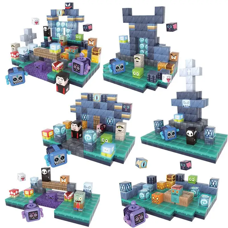 Magnetische Bausteine mit Lichtern Underworld Monsters STEM Montessori Sensorische Stapelwürfel Spielzeug für Kinder ab 3 Jahren Geschenke für Jungen