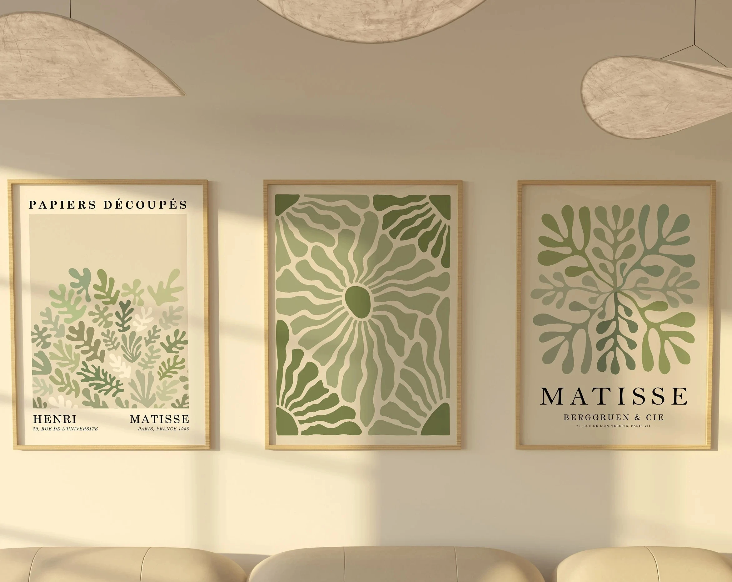 Matisse Salbeigrüne Wandkunstdrucke, Abstrakte Botanische Ausschnitt-Leinwandposter, Neutrale Boho-Heimdekoration, Wohnzimmer-Schlafzimmer-Kunst