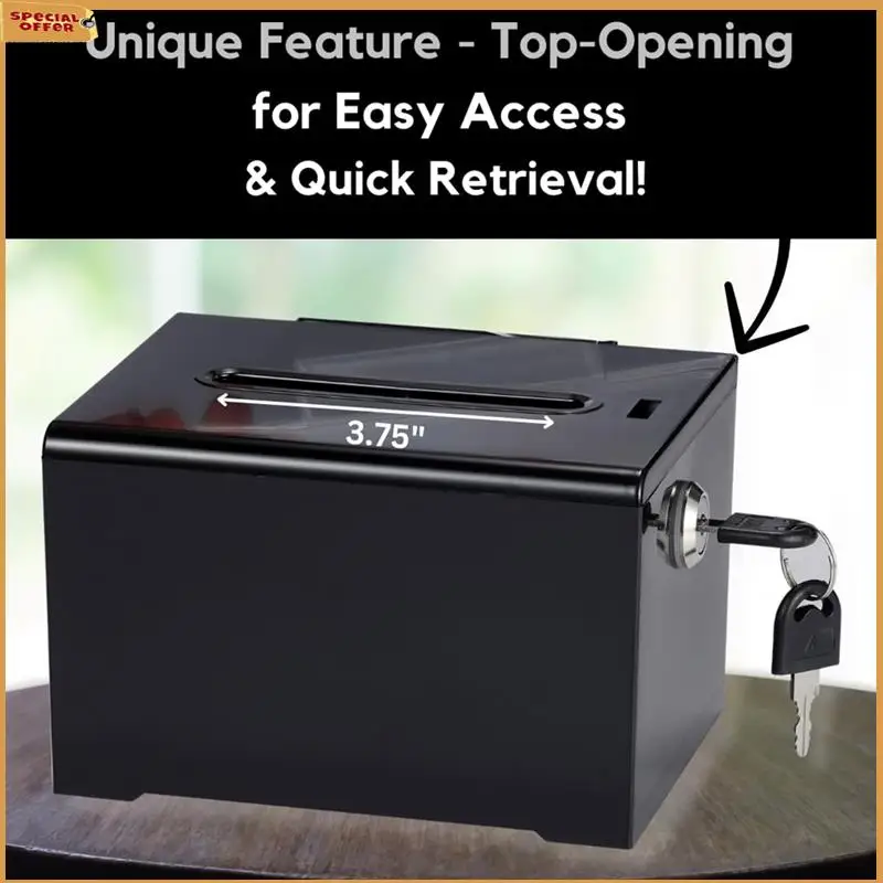 A69Z Donation Box With Lock - Acrylic Suggestion Box With Slot, Ballot Lock Box With Sign Holder For Raffle, Voting
