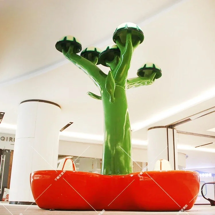 الألياف الزجاجية، شجرة الفطر، الجلوس الترفيهي، مركز التسوق، في الهواء الطلق، تشن جميل، نحت المناظر الطبيعية