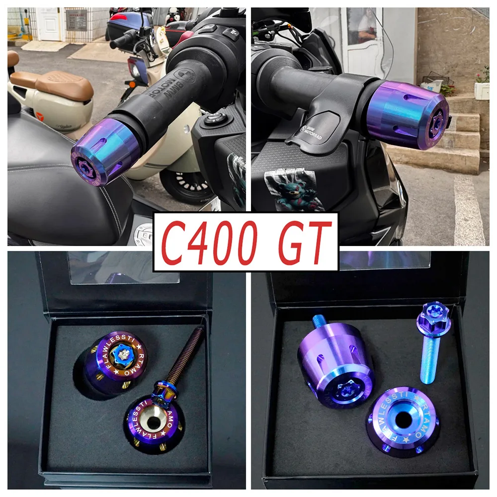 FLAWLESSTI Gr5 Titanium Bar End With Bolt M8 For BMW C400GT