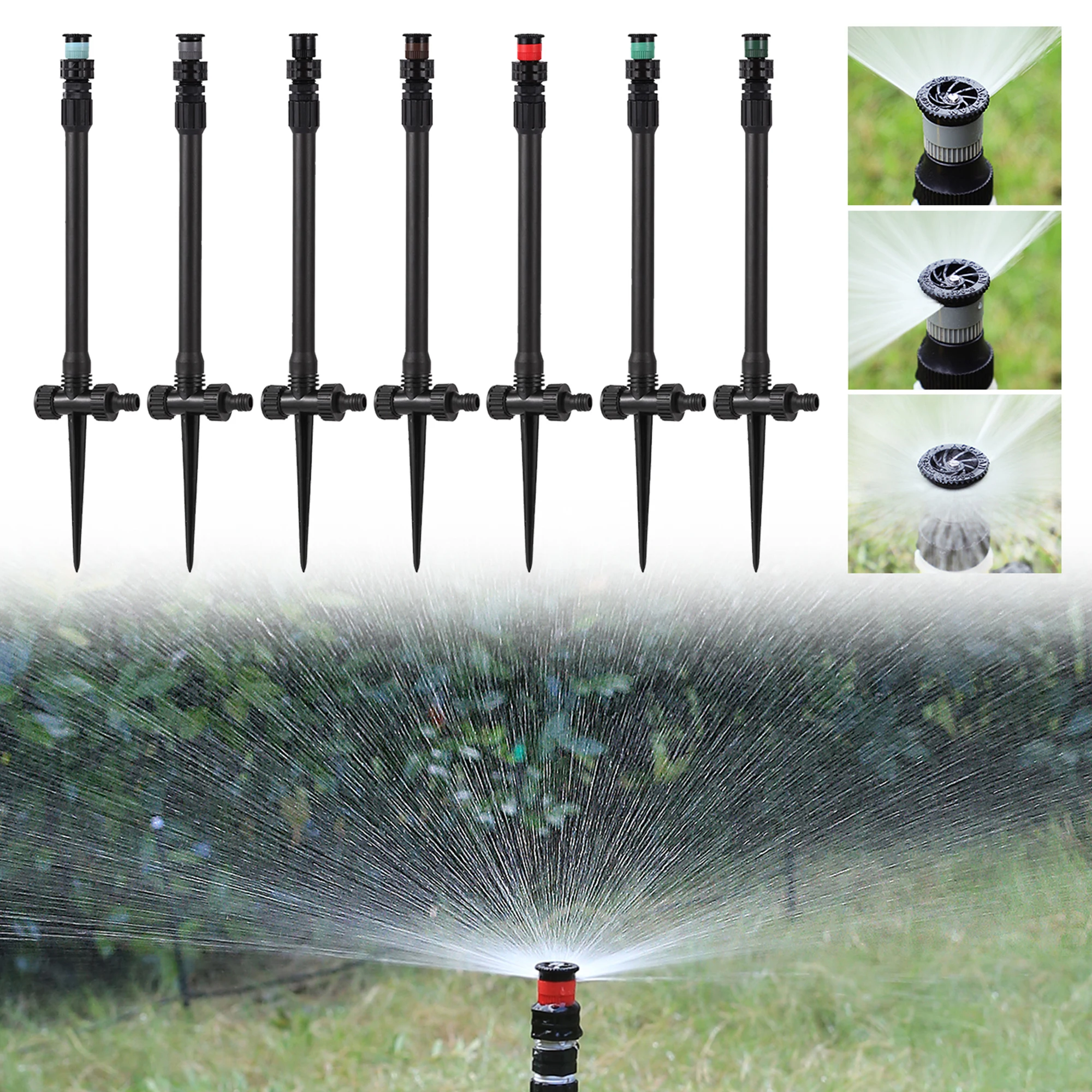 Lawn Sprinkler Drip Launcher 360 Degree Swivel Sprinkler Diffusion Sprinkler with 1/2 Inch Threaded Extension Rod