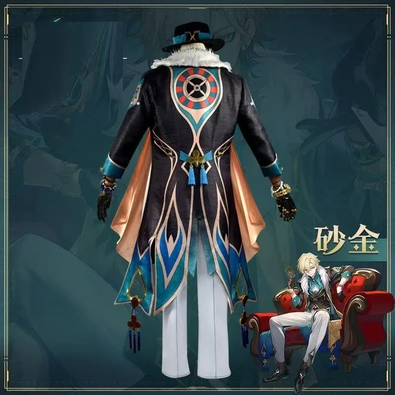Aventurine Cosplay Costume Wig for Game Honkai: Star Rail Costume Handsome Fashion Combat Role Play Carnival Outfits with Hat