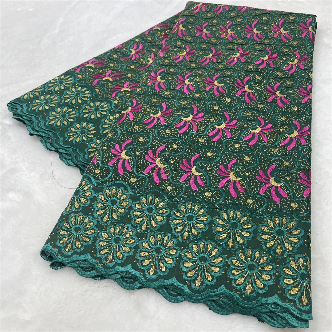 

5Yards Wholesale African Cotton Lace Fabric Embroidery Nigerian Swiss Voile Lace Fabrics Sewing For Women Wedding Party Dress