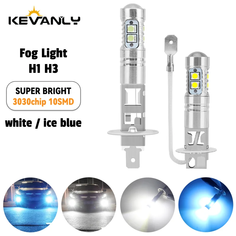 

2Pcs H1 LED Car Lights H3 LED Bulb White light Atuo Lamps For Car Headlight Bulbs 12V lighting Fog Lamps ice blue