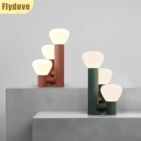 미국 크리 에이 티브 컬러 유리 책상 램프 거실 호텔 침실 LED 장식 Bedlight 아트 장식