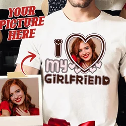 I Love My Girlfriend Women T Shirt Custom Personalized Unisex I Heart My Girlfriend Cotton Tshirt Valentine Day Gift Photo Here