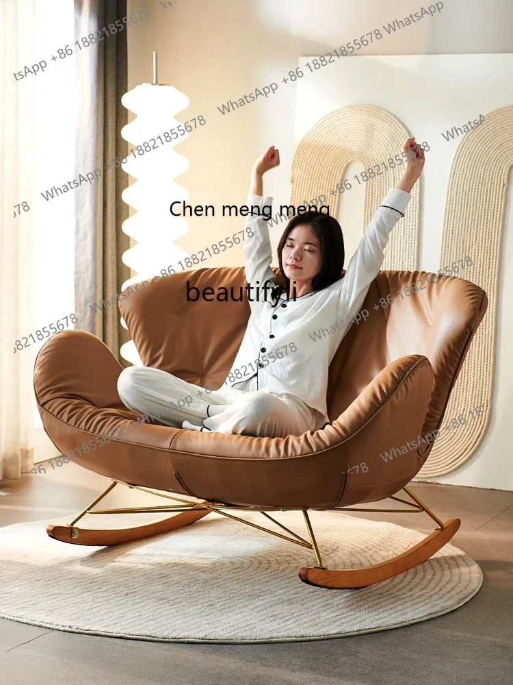 

ss7304 Nordic Light Luxury Double Rocking Chair Balcony Rocking Chair Living Room Lazy Leisure Modern Chair