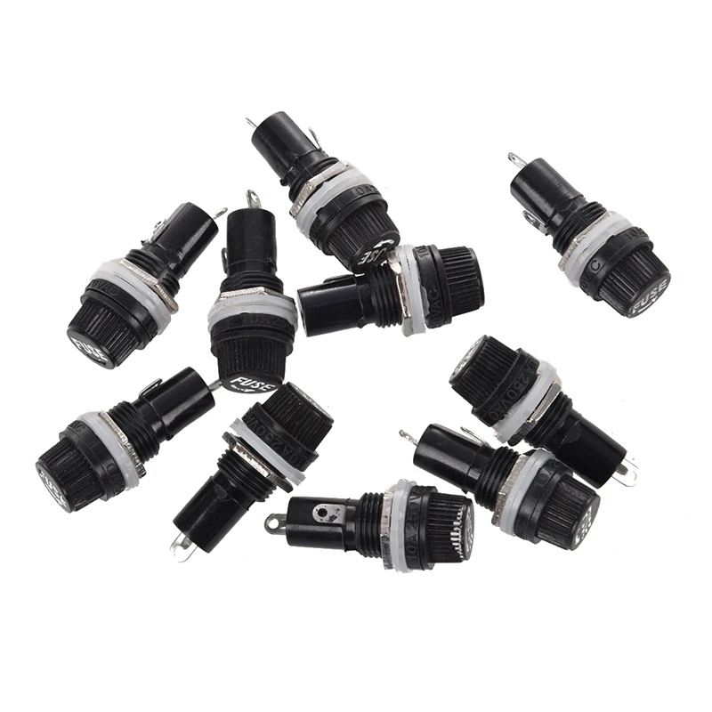 15 Pcs 10Amp 250V Fast Blow Glass Tube Fuse & 10 Pcs Electrical Panel Mounted Fuse Holder