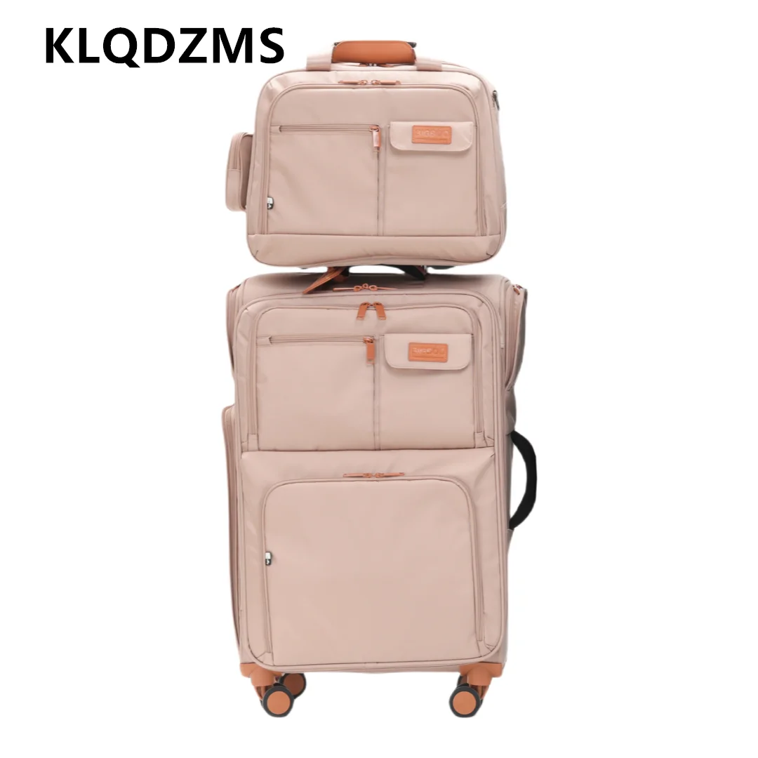 

KLQDZMS Suitcase New 20 Inches Boarding Box 24"28" Large Capacity Trolley Bags Travel Set Men's Oxford Cloth Rolling Luggage