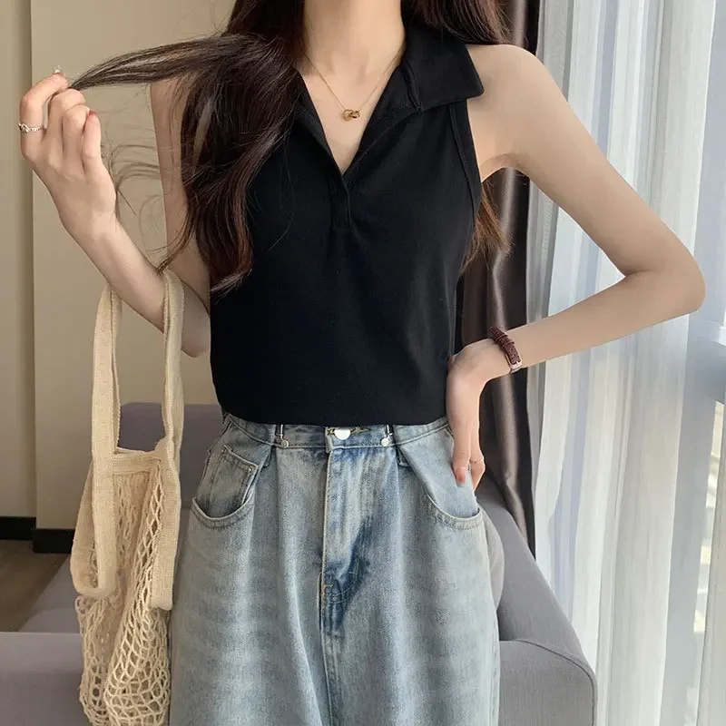 

Solid Color Vest For Women In Summer 2026, New Style For Outerwear And Innerwear, Sleeveless Slim Fit Bottom T-Shirt Top