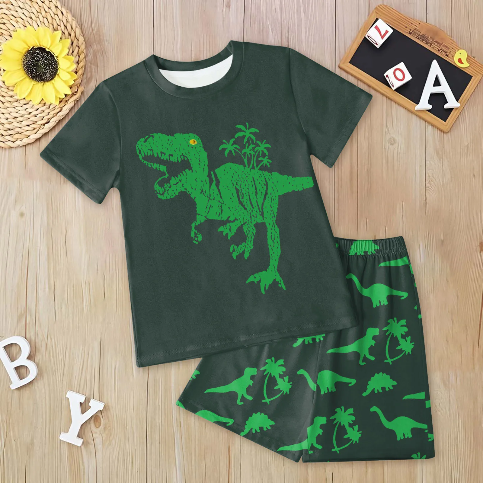 

Toddler Boy Summer Clothes Boys Dinosaur Print T Shirt And Shorts Sets Outfits Casual Wear And Sports Boys Medium Sweat Suits