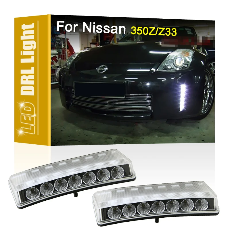 

2Pcs Clear Lens White Front Bumper DRL Lamp Assembly LED Daytime Running Light For Nissan 350Z/Z33 2003 2004 2005