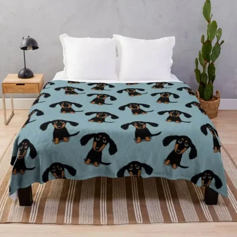 Dachshund Dog Blanket Fleece Spring/Autumn Wiener Sausage Dog Lightweight Throw Blankets for Sofa Car Bed King Queen Size