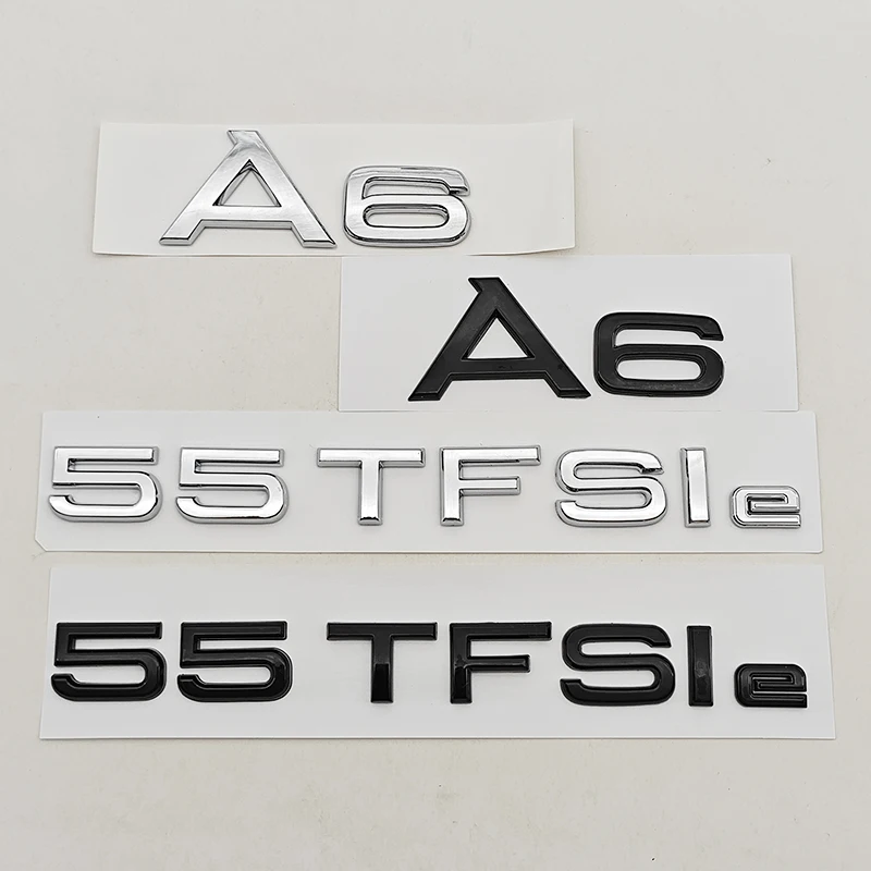 Image of Für Audi A6 55 TFSIe Kofferraum-Schriftzug Emblem Abzeichen Glänzend Schwarz Chrom Silber Logo Namensschild Auto-Styling Aufkleber Zubehör C7 C8