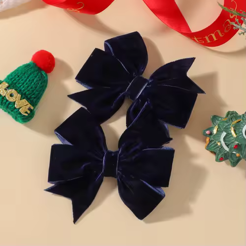 2pcs/set Handmade Velvet Bow Hair Clips for Baby Girls Vintage Christmas Red Green Bowknot Hairpins Barrette Hair Accessories - Image 15