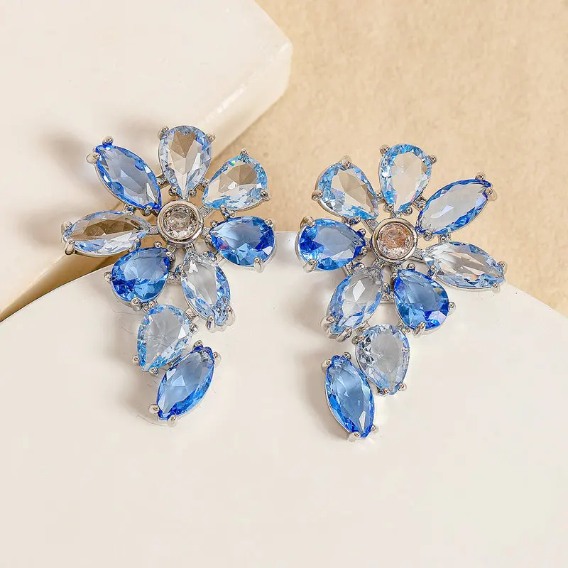 

Bilincolor Fashion Blue Flower Earring for Women