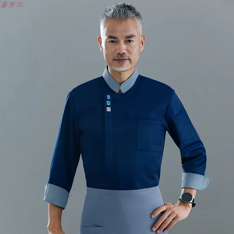 Catering Restaurant Keuken Werkuniform Westers restaurant met lange mouwen Cake Shop Ober Herfst Wit Chef-kokuniform