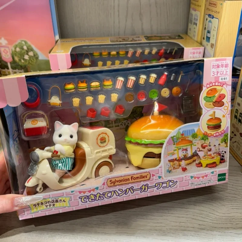 2024 Hot Selling Cute Sylvanian Families Integrated Hamburger Truck Pvc Figures Toy Figurine Room Decoration Birthday Gift Toy