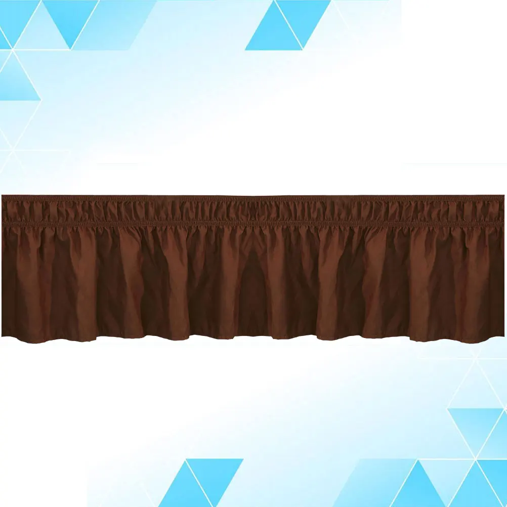 

Solid Color Elastic Band Full Corner Protection Ruffled Design Pleated Bed Sheet Home Bedroom Decor Coffee