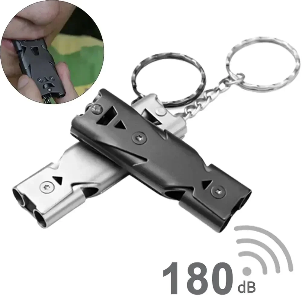 Double Pipe Whistle Pendant Keychain High Decibel Portable Outdoor Survival Emergency Camping Tool Multifunction 1PC