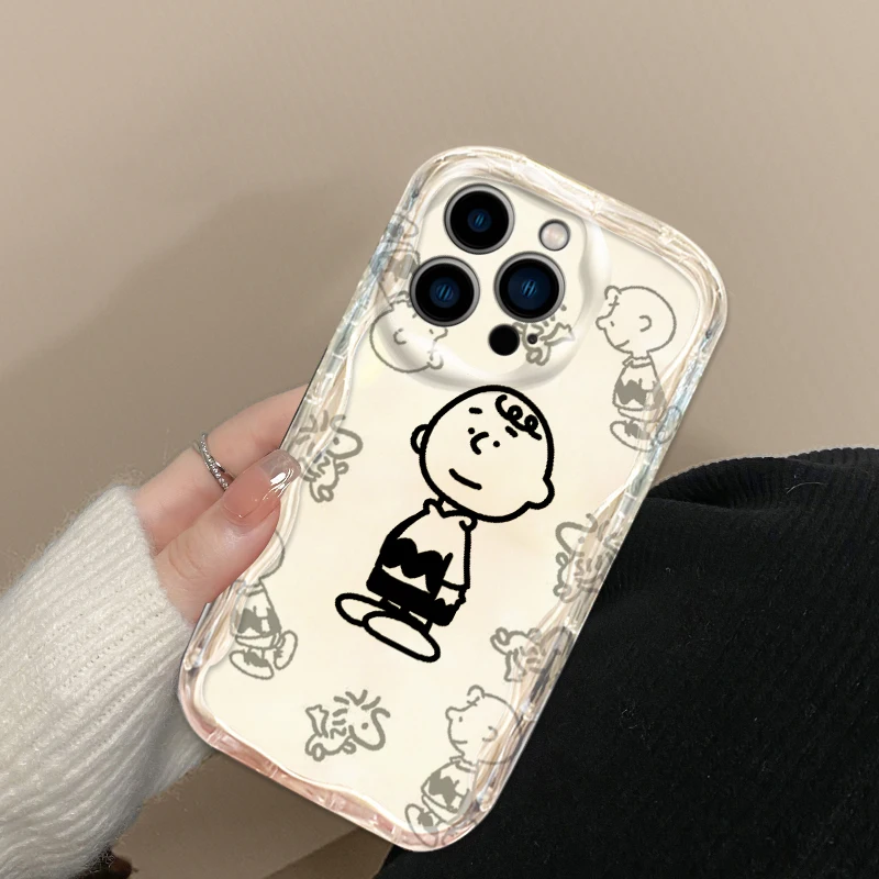 Funda de teléfono con dibujos de Snoopy para Apple iPhone 15 14 13 12 11 XS XR X Pro Max Plus Wave Oil Funda