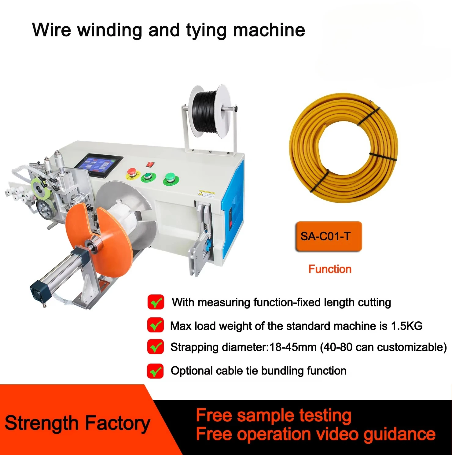 Winding Machine for 8 Shape O Shape Cable Roller  Automatic Power Cable Coil Wire Twisting Tie Tying Machine