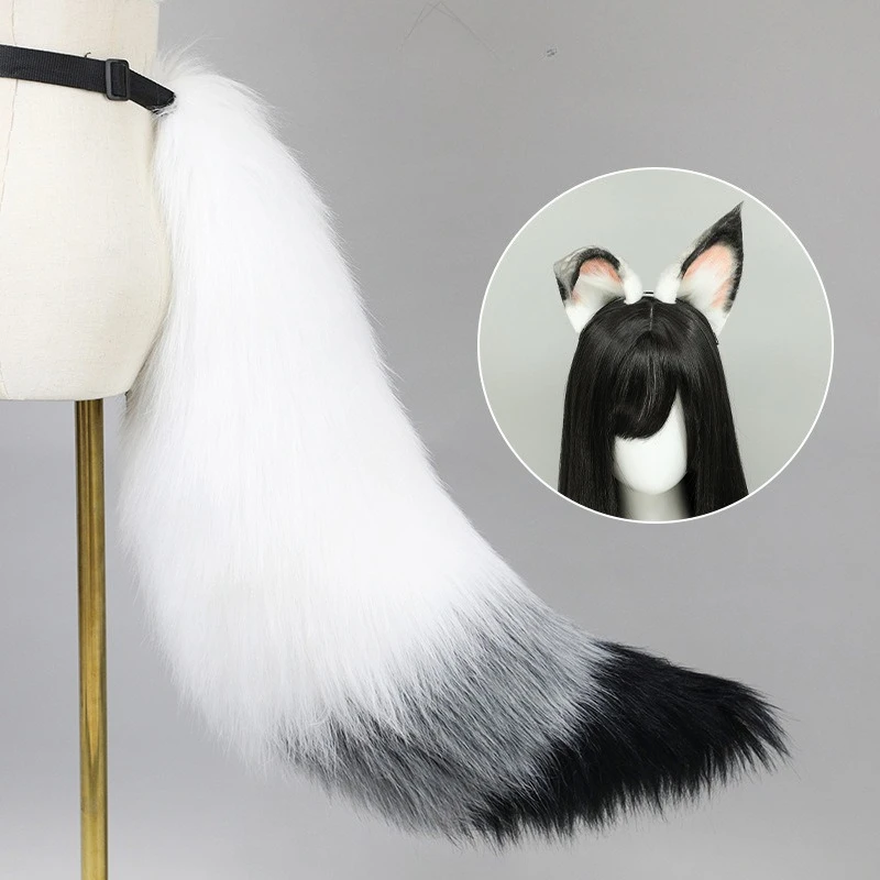 Fascia per capelli in noce con orecchie fatte a mano |   Accessorio cosplay |   Set di code per convenzioni anime (pelliccia realistica)