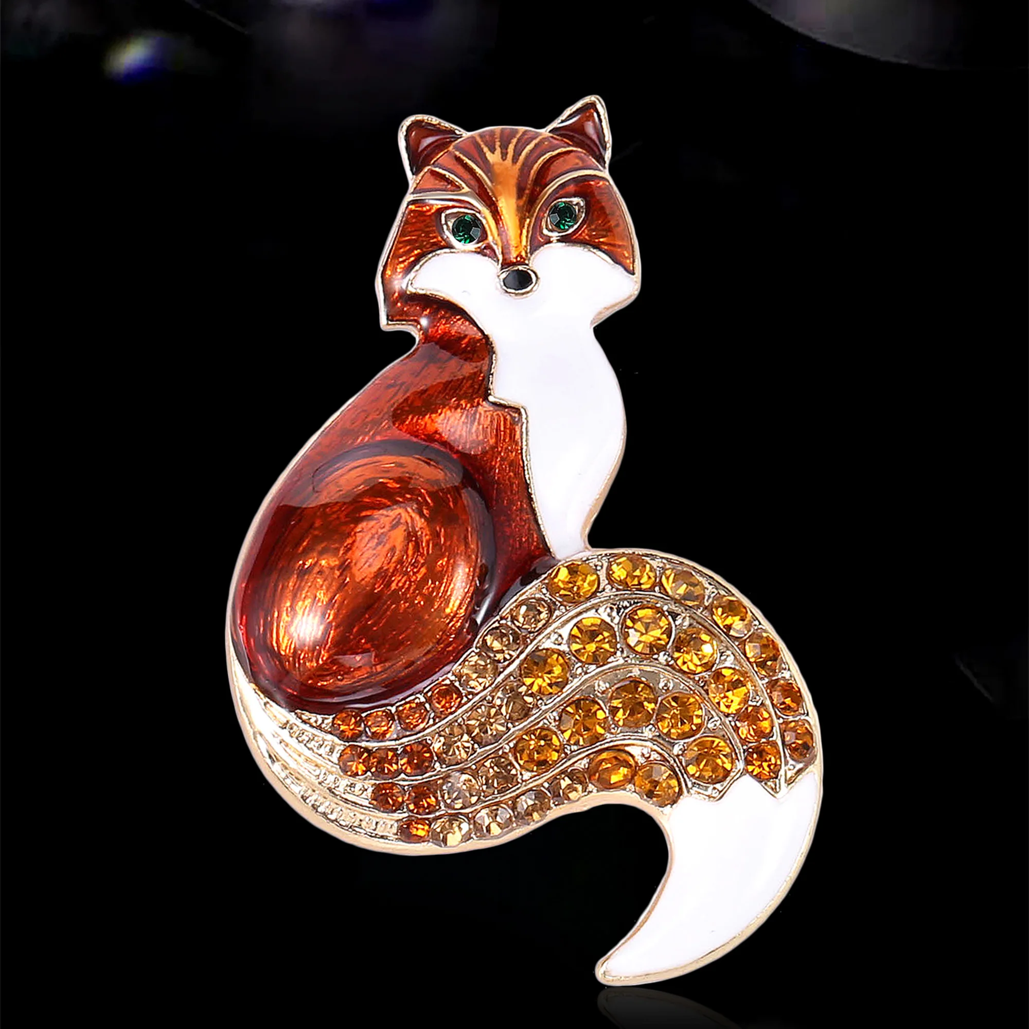 

Fashion Enamel Fox Brooches for Women Unisex Rhinestone Animal Pin Keychain Event Party New Gifts Jewelry Decoration Accessories