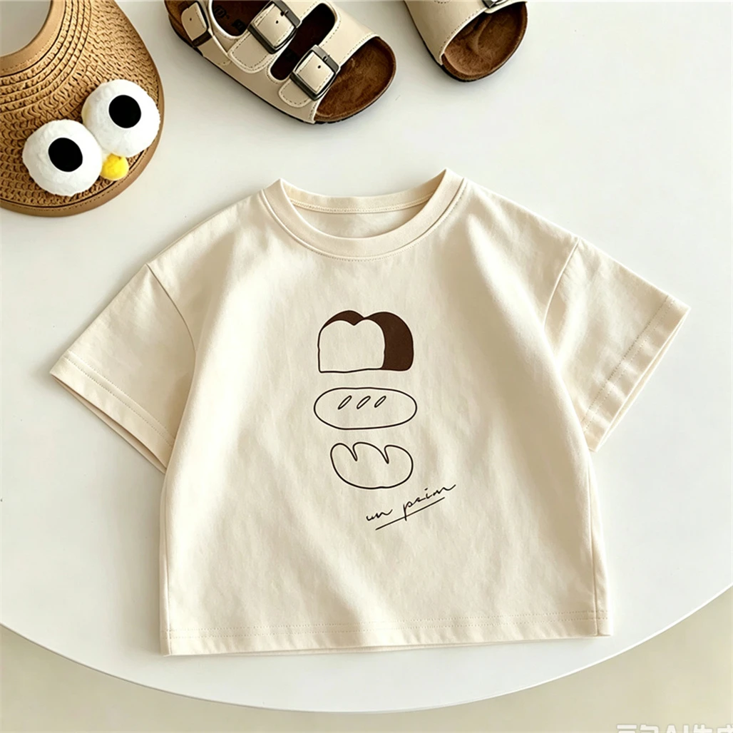 1-7Years Old Boys Girls Cute TShirt Round Neck Base Shirt Casual Loose Clothes Solid Color All-match Base Shirt Pure Cotton
