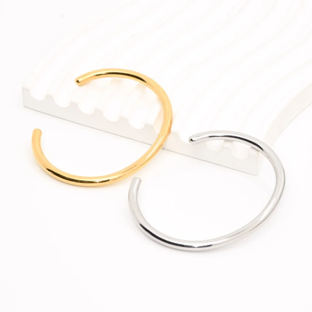 Extremely Simple 4mm Stainless Steel Bangles INS Adjustable Opening Bracelets For Men Fashion Women Jewelry Fashion Accessories
