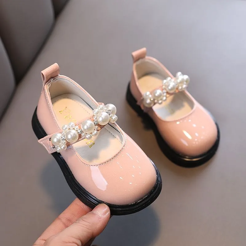 

Princess Toddler Shoes 1-3 Years Soft Sole Round Toe Shiny Beads Lightweight Learning to Walk Breathable Baby Booties