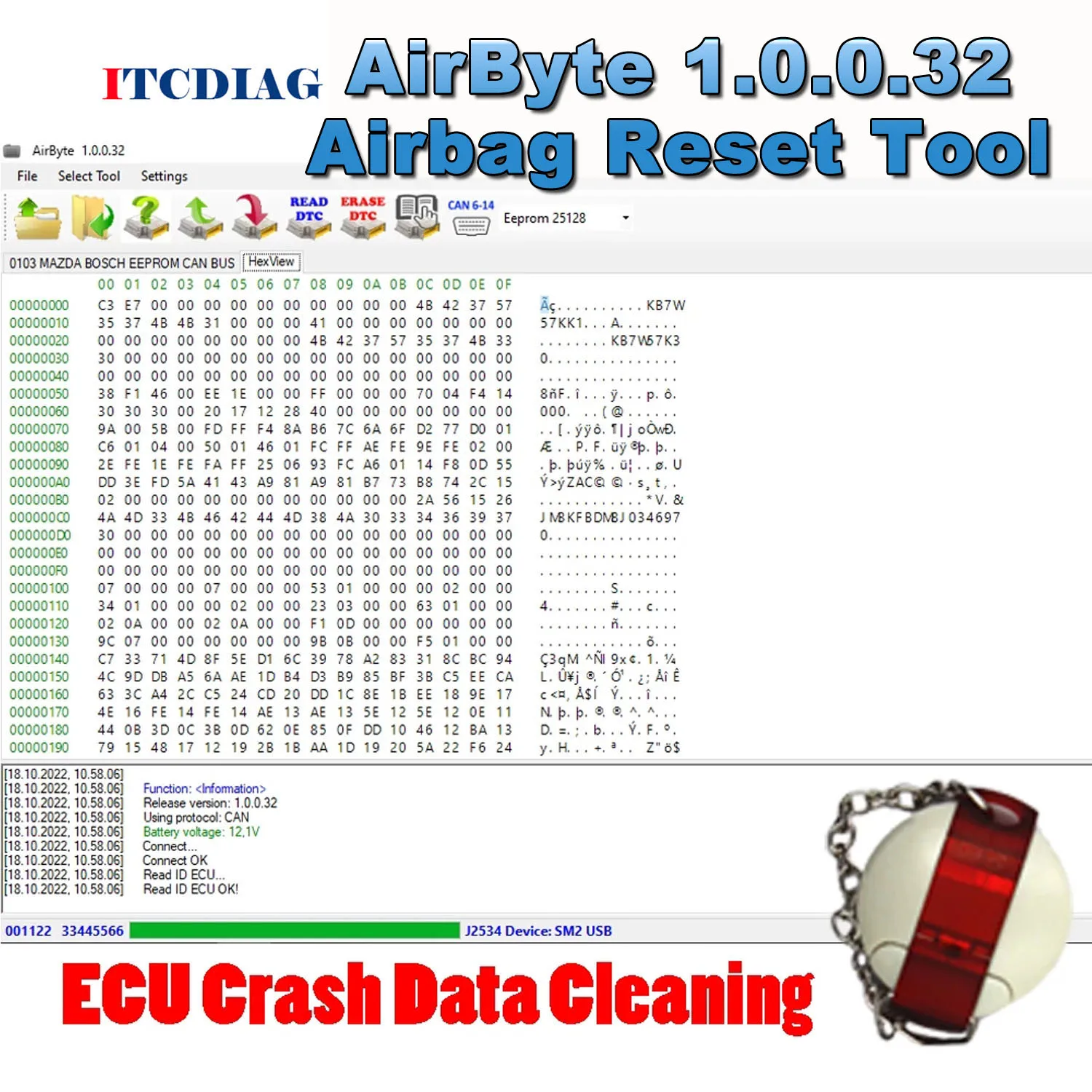 Airbag SRS Crash Data Reset Tool AirByte 1.0.0.32 Software ECU Programmer for Can Bus CRASH Clear Support Any OBD2 J2534 Tool