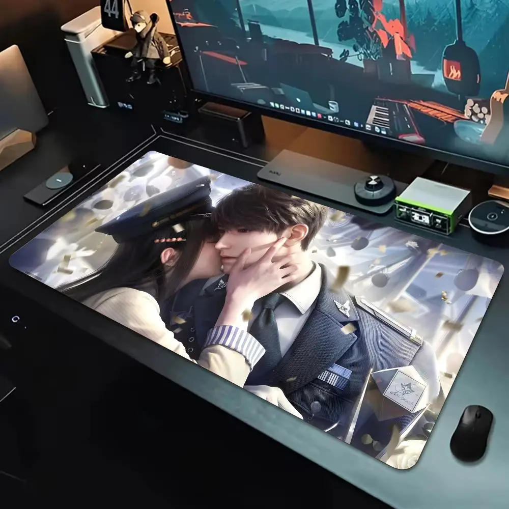 Immersive Game L-Love And Deepspace Mouse Pad Large Waterproof Gaming Mouse Pad, Non-Slip with Stitched Edge