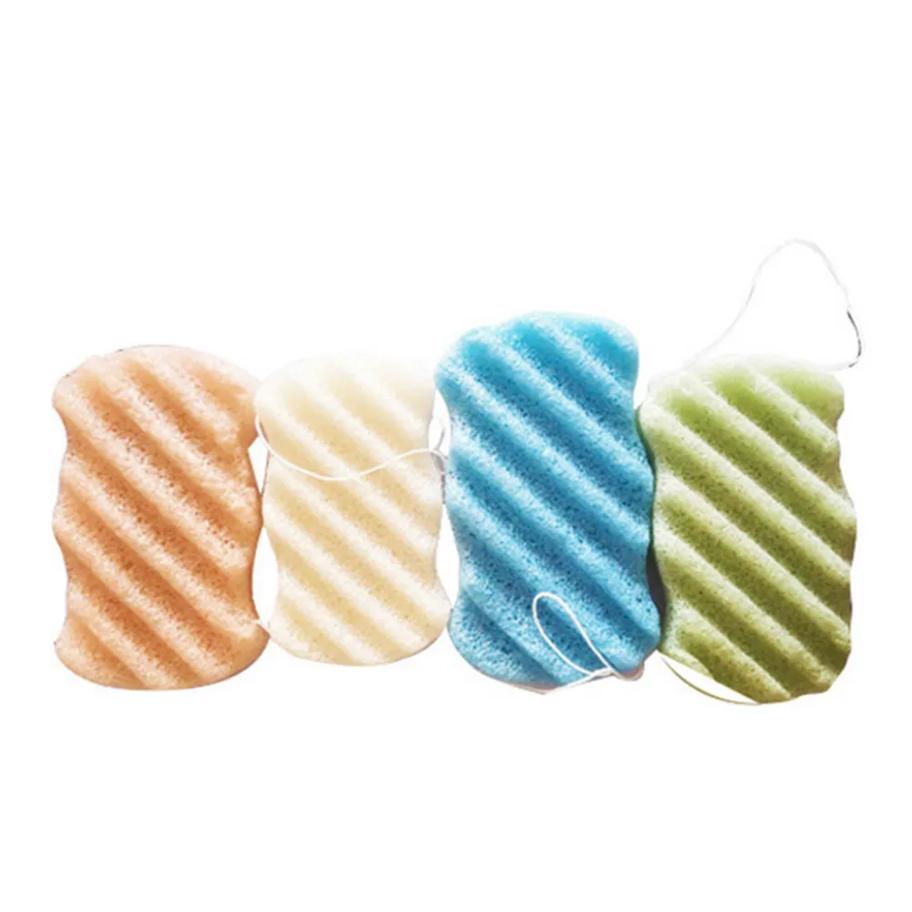 Esponja Konjac Natural en Forma de Ola, Beige, Suave, Exfoliante Facial y Corporal, Cuidado Delicado de la Piel, Esponja Corporal para Mujeres y Hombres
