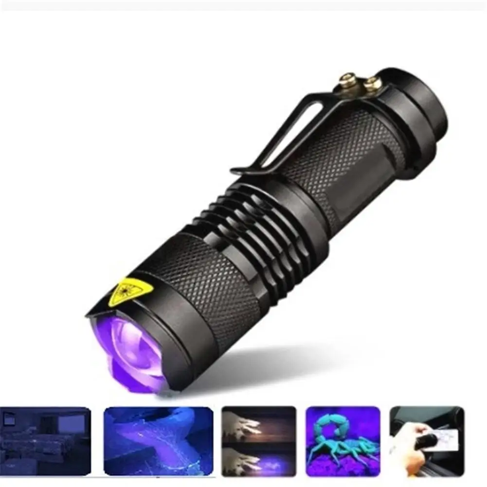 LED Flashlight UV Flashlight Light Magnified Ultraviolet Detector for Dog Animal Urine Stains Testing Purple Light Lamp